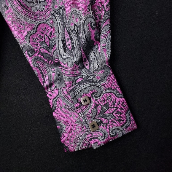 Angelino for Bermuda Flip Cuffs Paisley Western Button Front Long Sleeve Shirt - Picture 7 of 12